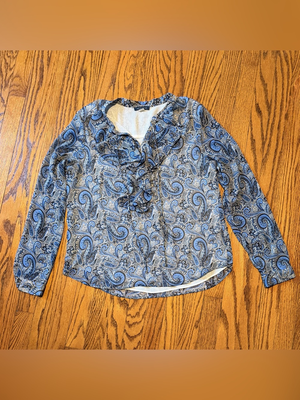 Tommy Hilfiger Paisley-print Ruffled Blouse - Size Large - Picture 2 of 10